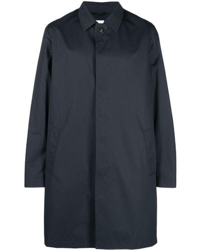 Sunspel Mac Long-sleeve Cotton Coat - Blue