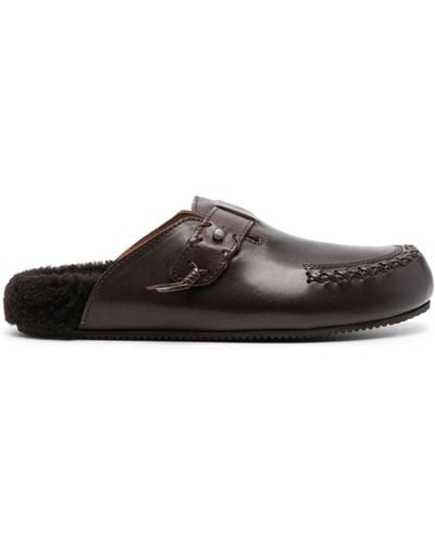 Buttero Glamping Leather Slippers - Brown