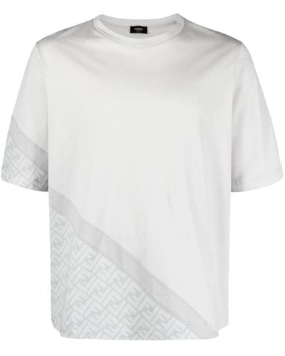 Fendi T-shirt à motif Diagonal - Blanc