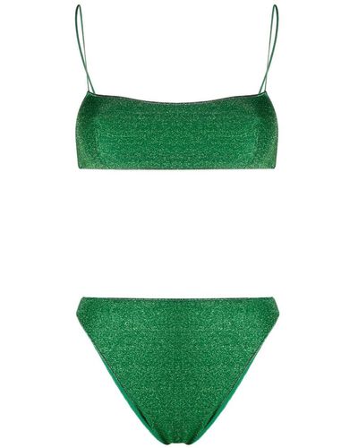 Oséree Lumière Metallic-effect Bikini Set - Green