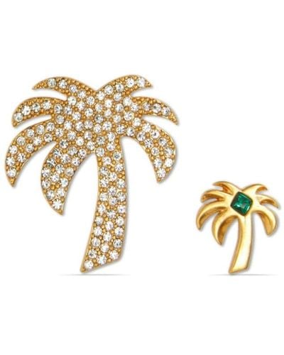 Palm Angels Palms Mismatched Stud Earrings - Metallic