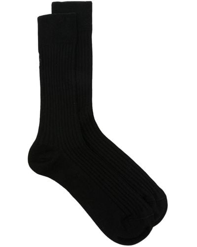 Jil Sander Logo-embroidered Ribbed Socks - Black