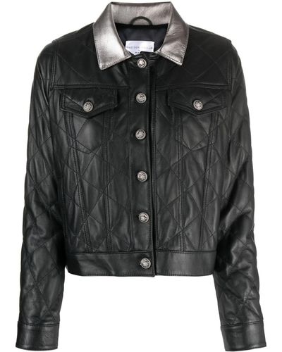 Madison Maison Diamond-quilted Leather Jacket - Black