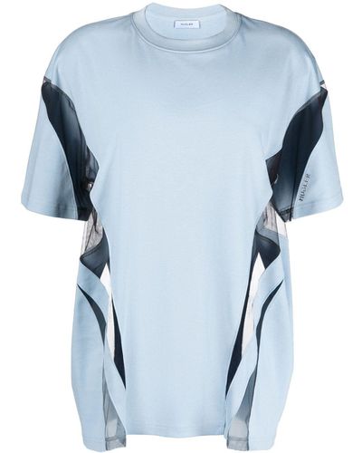 Mugler T-shirt Illusion con inserti - Blu