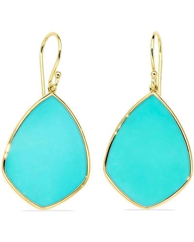 Ippolita 18kt Yellow Gold Rock Candy Medium Turquoise Drop Earrings - Blue