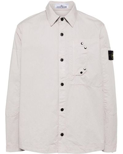 Stone Island Compass-Badge Shirt Jacket - White