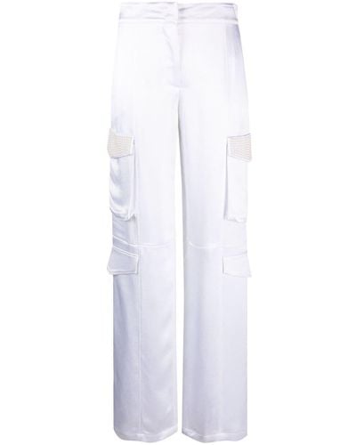 Genny Satin-finish Cargo-pocket Trousers - White