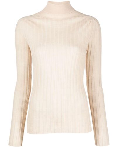 Alysi Roll-neck Ribbed-knit Sweater - Natural
