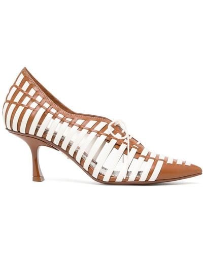 Zimmermann Woven-detail Lace-up Court Shoes - White
