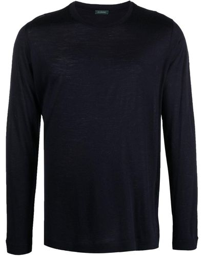 Zanone Crew-neck Virgin-wool Sweater - Blue