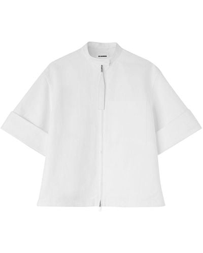 Jil Sander Zip-up cotton overshirt - Bianco