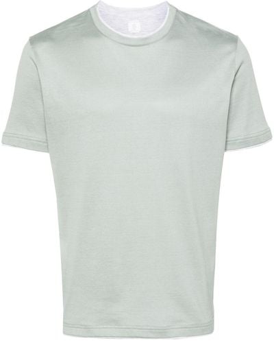 Eleventy Contrasting-trim Cotton T-shirt - Green