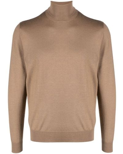 Canali Fine-knit Roll-neck Sweater - Brown