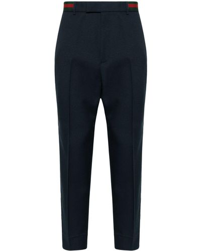 Gucci Pantaloni dritti con dettaglio web - Blu