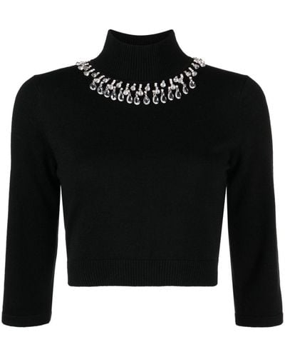Zimmermann Matchmaker Crystal Cropped Sweater - Black