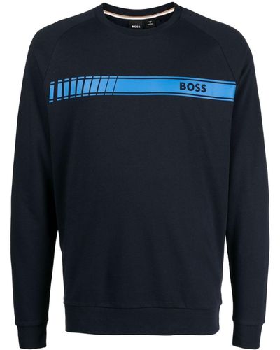 BOSS Sweater Met Logoprint - Blauw