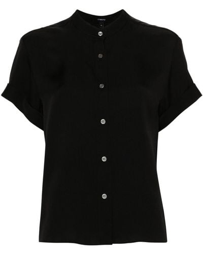 Theory Stand-up Collar Silk Shirt - Black