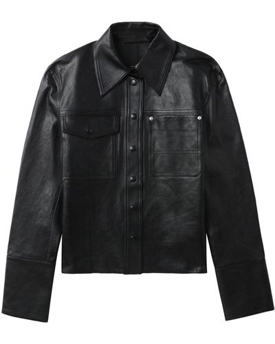 Helmut Lang Leather Press Stud-fastening Jacket - Black