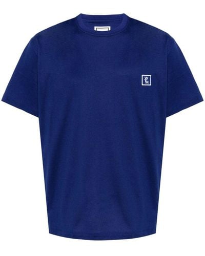 WOOYOUNGMI Logo-embroidered Cotton T-shirt - Blue