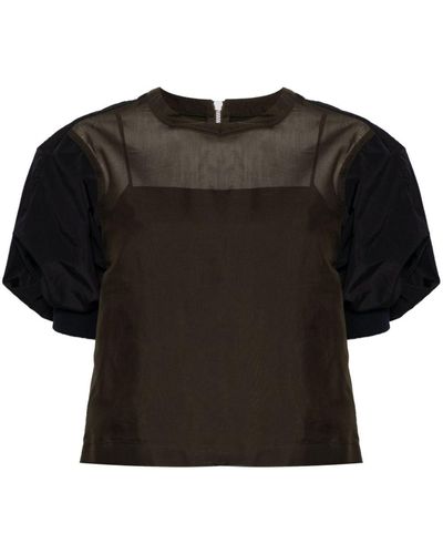 Sacai Puff-sleeved Paneled Blouse - Black