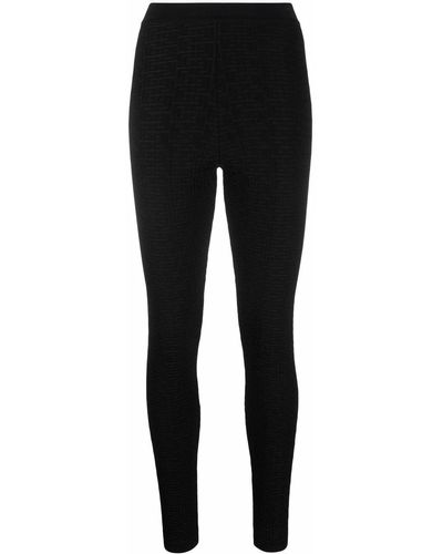Balmain Monogram-pattern Knitted leggings - Black