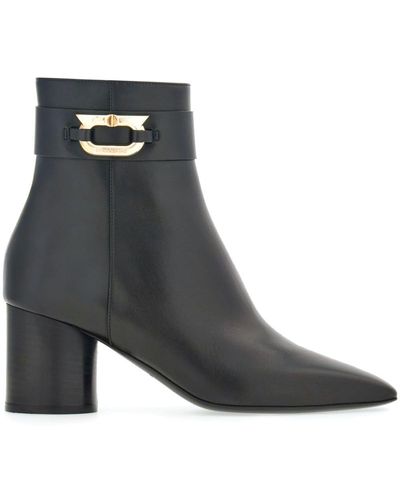 Ferragamo Gancini 60mm Leather Ankle Boots - Black