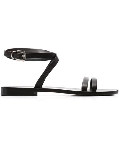 P.A.R.O.S.H. Flat leather sandals - Schwarz