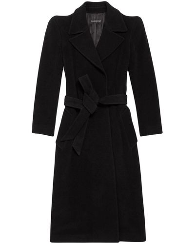 Balenciaga Felted Cashmere-blend Mid Coat - Black