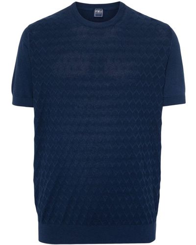 Fedeli Geometrisch gemustertes T-Shirt - Blau