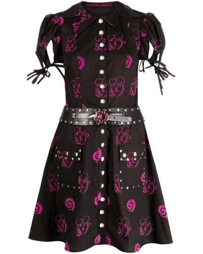 Chopova Lowena Mini-jurk Met Print - Zwart