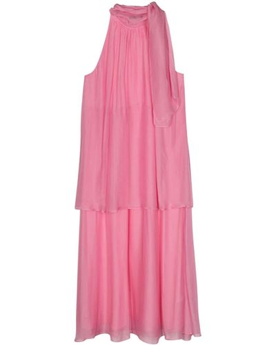 Seventy Bow-detail Chiffon Dress - Pink