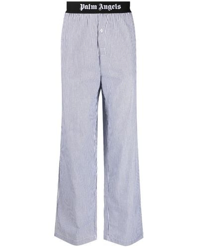 Palm Angels Striped Cotton Pyjama Bottoms - Grey