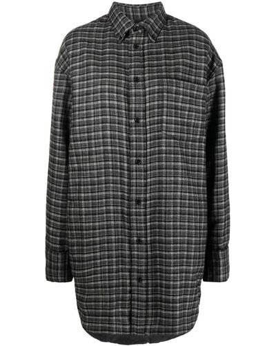 Aspesi Oversized Check-pattern Shirt Jacket - Grey