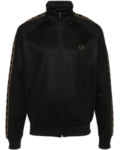 Fred Perry Embroidered-logo Zip Up Sweatshirt - Black