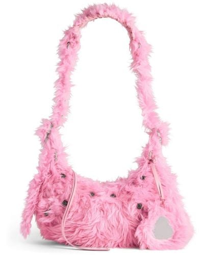 Balenciaga Le Cagole Xs Faux-fur Shoulder Bag - Pink