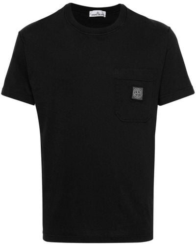 Stone Island T-shirt Met Compass-logopatch - Zwart