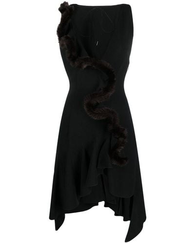 Coperni Asymmetric Hooded Minidress - Black