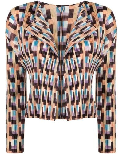 Pleats Please Issey Miyake Geometric-print Fitted Jacket - Pink