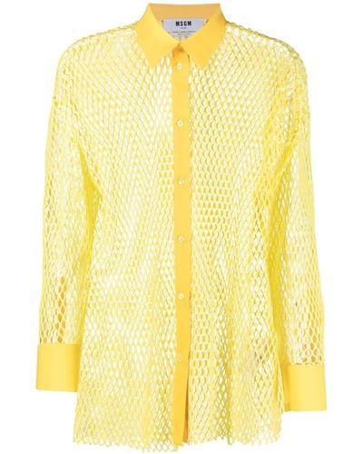 MSGM Long-sleeved Mesh Shirt - Yellow