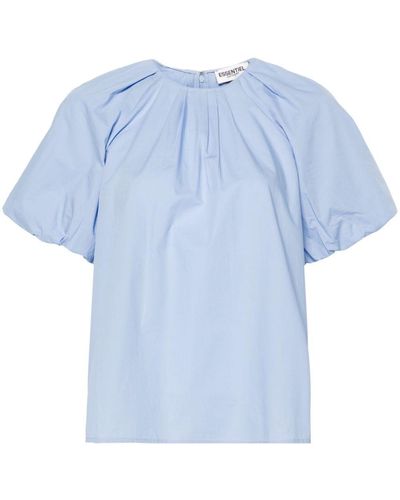 Essentiel Antwerp Blusa plisada de manga farol - Azul