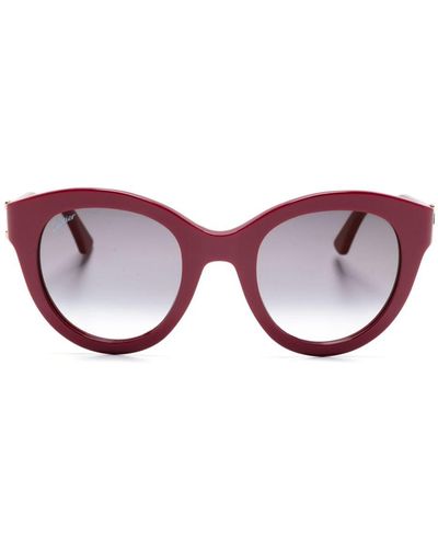 Cartier Runde Brille mit Logo-Schild - Pink
