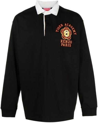 KENZO Tiger Academy Cotton Polo Shirt - Black