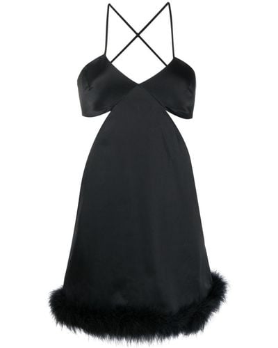 Amen Cut-out Feather-trim Minidress - Black