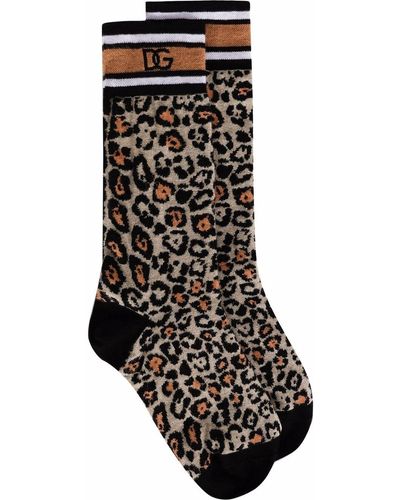 Dolce & Gabbana Chaussettes à motif léopard - Noir