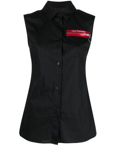 Love Moschino Pocket-detail Sleeveless Shirt - Black