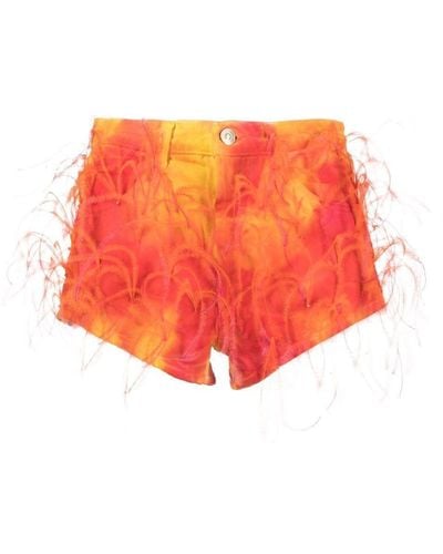 Alanui Feather-detail Shorts - Red