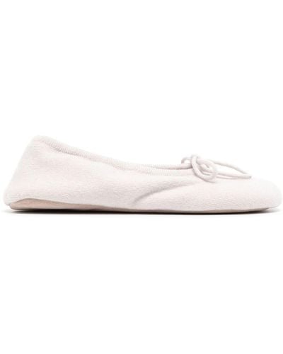 N.Peal Cashmere Cashmere Cable Slippers - White