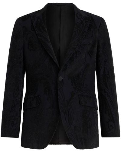 Etro Pattern Jacquard Buttoned Jacket - Black