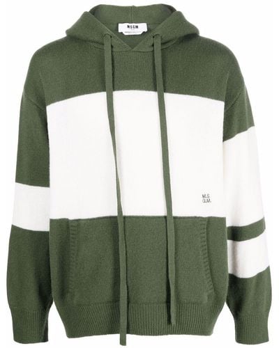 MSGM Two-tone Knitted Hoodie - Green