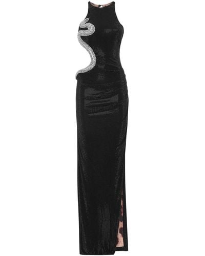Philipp Plein Crystal-embellished Cut Out-detail Maxi Dress - Black